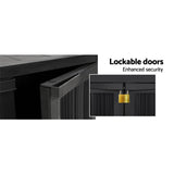 NNEDSZ Outdoor Storage Cabinet Cupboard Lockable Garden Sheds Adjustable Black