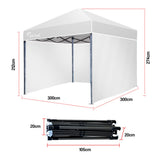 NNEMB 3x3m Folding Gazebo Shade Outdoor Pop-Up Grey Foldable Marquee with Walls White