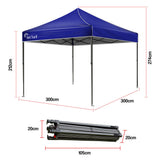 NNEMB 3x3m Folding Navy Gazebo Shade Outdoor Pop-Up Navy Foldable Marquee