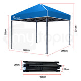 NNEMB 3x3m Folding Gazebo Shade Outdoor Pop-Up Blue Foldable Marquee
