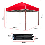 NNEMB 3x3m Folding Gazebo Shade Outdoor Pop-Up Red Foldable Marquee
