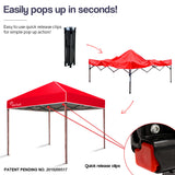 NNEMB 3x3m Folding Gazebo Shade Outdoor Pop-Up Red Foldable Marquee