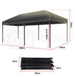 NNEMB 3x6m Folding Gazebo Shade Outdoor Black Foldable Marquee Pop-Up