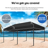 NNEMB 3x6m Folding Gazebo Shade Outdoor Black Foldable Marquee Pop-Up