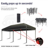 NNEMB 3x6m Folding Gazebo Shade Outdoor Black Foldable Marquee Pop-Up