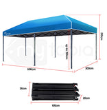 NNEMB 3x6m Folding Gazebo Shade Outdoor Blue Foldable Marquee Pop-Up