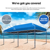 NNEMB 3x6m Folding Gazebo Shade Outdoor Blue Foldable Marquee Pop-Up