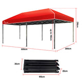 NNEMB 3x6m Folding Gazebo Shade Outdoor Red Foldable Marquee Pop-Up