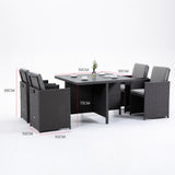 NNEMB 5 Piece Outdoor Dining Table Furniture Setting-Grey