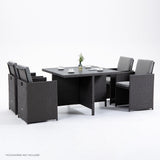 NNEMB 5 Piece Outdoor Dining Table Furniture Setting-Grey