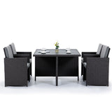 NNEMB 5 Piece Outdoor Dining Table Furniture Setting-Grey