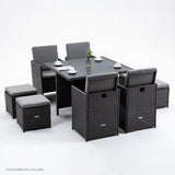NNEMB 9 Piece Outdoor Dining Table Furniture Setting-Grey