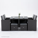 NNEMB 9 Piece Outdoor Dining Table Furniture Setting-Grey