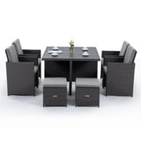 NNEMB 9 Piece Outdoor Dining Table Furniture Setting-Grey