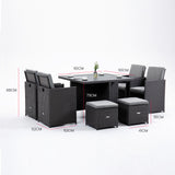 NNEMB 9 Piece Outdoor Dining Table Furniture Setting-Grey