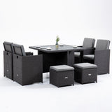 NNEMB 9 Piece Outdoor Dining Table Furniture Setting-Grey