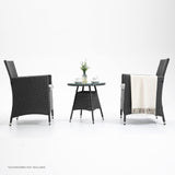 NNEMB 3 Piece Outdoor Furniture Set with Table and Chairs-Grey