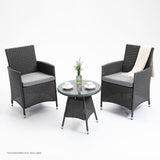 NNEMB 3 Piece Outdoor Furniture Set with Table and Chairs-Grey