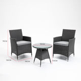 NNEMB 3 Piece Outdoor Furniture Set with Table and Chairs-Grey