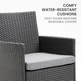 NNEMB 3 Piece Outdoor Furniture Set with Table and Chairs-Grey