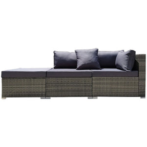 NNEMB 3 Seater Modular Outdoor Lounge Setting incl. Ottoman-Grey