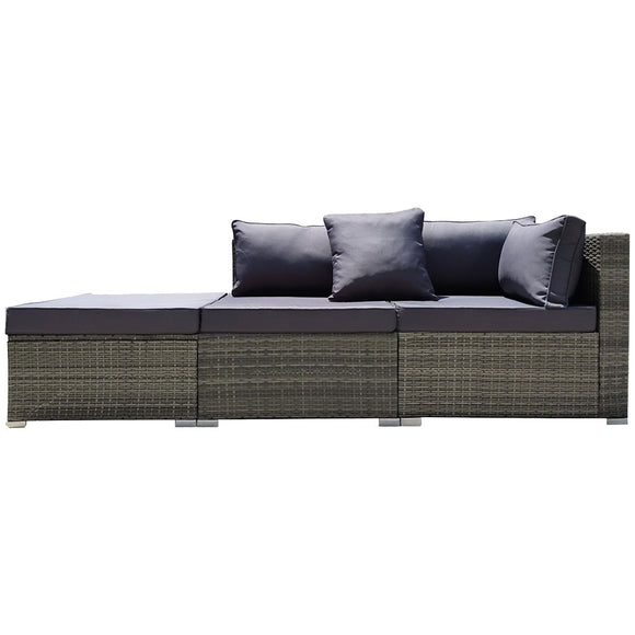 NNEMB 3 Seater Modular Outdoor Lounge Setting incl. Ottoman-Grey