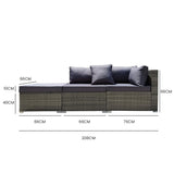 NNEMB 3 Seater Modular Outdoor Lounge Setting incl. Ottoman-Grey