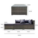 NNEMB 4 Piece 3 Seater Modular Outdoor Lounge Setting incl. Coffee Table-Ottoman-Grey