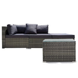 NNEMB 4 Piece 3 Seater Modular Outdoor Lounge Setting incl. Coffee Table-Ottoman-Grey