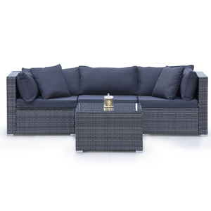 NNEMB 4 Piece 3 Seater Modular Outdoor Lounge Setting incl. Coffee Table-Grey