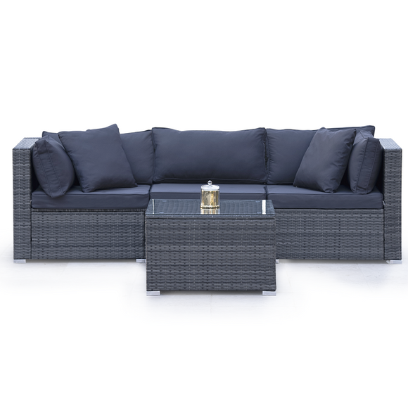 NNEMB 4 Piece 3 Seater Modular Outdoor Lounge Setting incl. Coffee Table-Grey