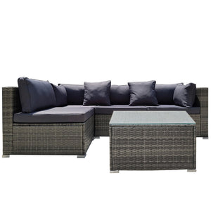 NNEMB 5 Piece 4 Seater Outdoor Modular Lounge Setting with Coffee Table-Grey