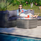NNEMB 4 Seater Modular Outdoor Lounge Setting with Coffee Table-Ottoman-Grey