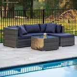 NNEMB 4 Seater Modular Outdoor Lounge Setting with Coffee Table-Ottoman-Grey