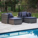 NNEMB 4 Seater Modular Outdoor Lounge Setting with Coffee Table-Ottomans-Grey
