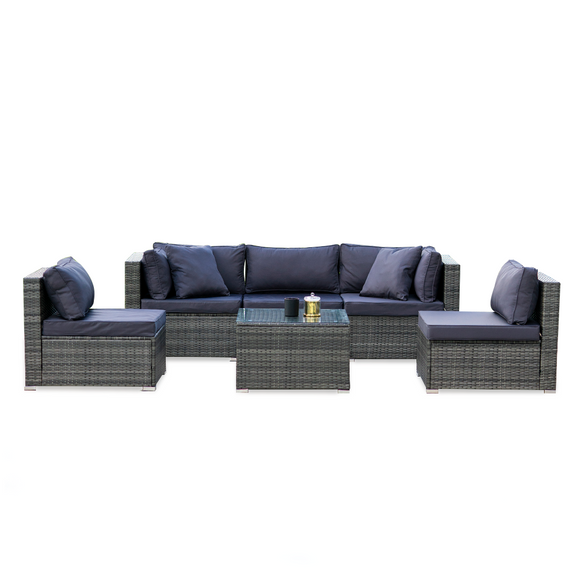 NNEMB 5 Seater Modular Outdoor Lounge Setting with Coffee Table-Grey