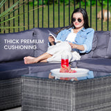 NNEMB 5 Seater Modular Outdoor Lounge Setting with Coffee Table-Ottoman-Grey