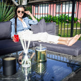 NNEMB 5 Seater Modular Outdoor Lounge Setting with Coffee Table-Ottoman-Grey