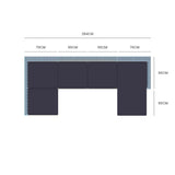 NNEMB 6 Seater Modular Outdoor Lounge Setting with Ottoman-Grey