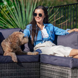 NNEMB 6 Seater Modular Outdoor Lounge Setting with Ottoman-Grey