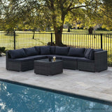 NNEMB 7 Piece 6 Seater Modular Outdoor Lounge Setting with Coffee Table-Grey