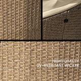 NNEMB 4pc Day Bed Round Lounge Outdoor Furniture-Beige Wicker and Canopy