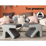 NNEDSZ Ottoman Foot Stool Fabric Foot Rest Footstool Padded Seat Kids Grey