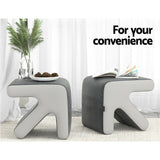NNEDSZ Ottoman Foot Stool Fabric Foot Rest Footstool Padded Seat Kids Grey
