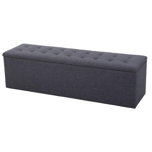 NNEDSZ Storage Ottoman Blanket Box Linen Foot Stool Rest Chest Couch Grey