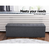 NNEDSZ Storage Ottoman Blanket Box Linen Foot Stool Rest Chest Couch Grey