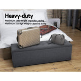 NNEDSZ Storage Ottoman Blanket Box Linen Foot Stool Rest Chest Couch Grey