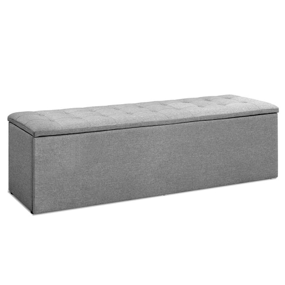 NNEDSZ Storage Ottoman Blanket Box Grey LARGE Fabric Rest Chest Toy Foot Stool
