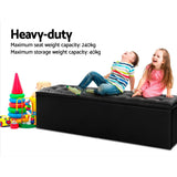 NNEDSZ Storage Ottoman Blanket Box Black LARGE Leather Rest Chest Toy Foot Stool