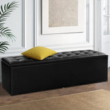 NNEDSZ Storage Ottoman Blanket Box Black LARGE Leather Rest Chest Toy Foot Stool